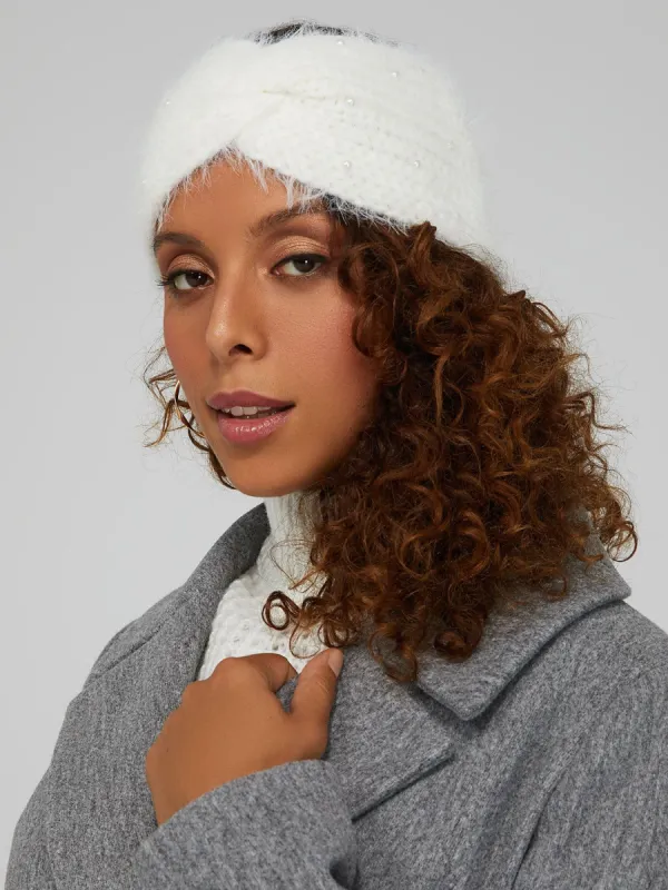 Fuzzy Pearl Headband sold by Suzy Shier