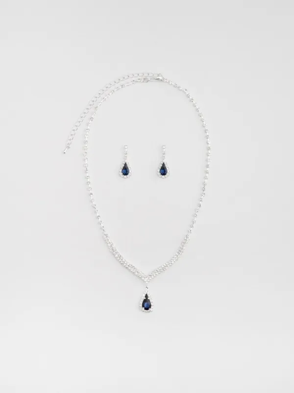 2-Piece Jewelled Pear Drop Earring And Necklace Set sold by Suzy Shier