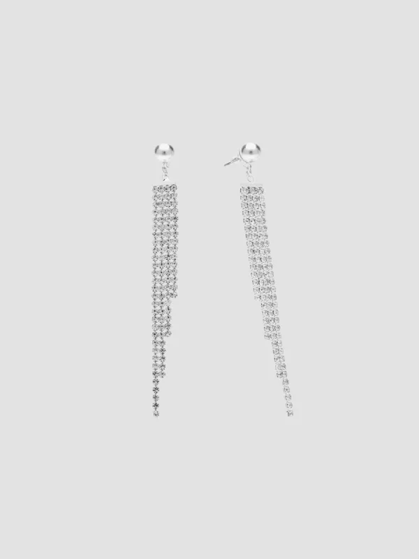 Rhinestone Fringe Earrings With Pearl Accent sold by Suzy Shier