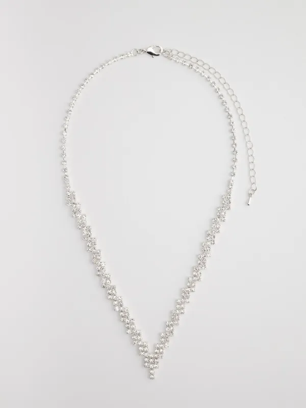 Zig-Zag Rhinestone V-Necklace sold by Suzy Shier