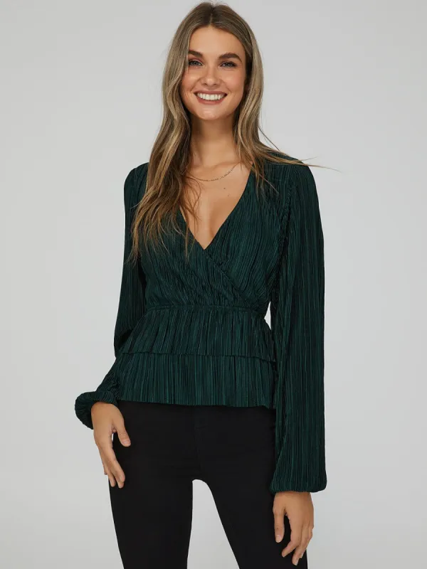 Crossover Front Peplum Top made by Suzy Shier