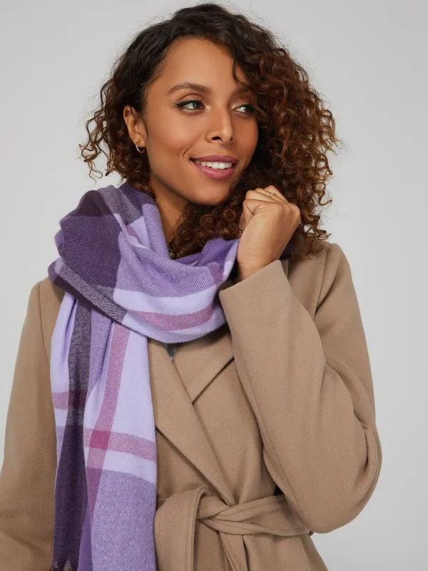 Fringe Edge Checker Print Scarf sold by Suzy Shier