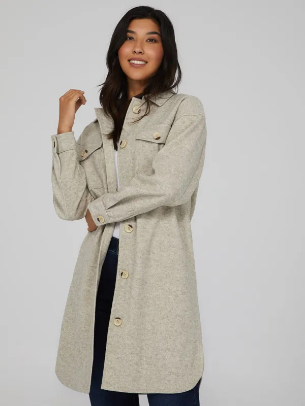 Oversized Button-Down Shacket sold by Suzy Shier