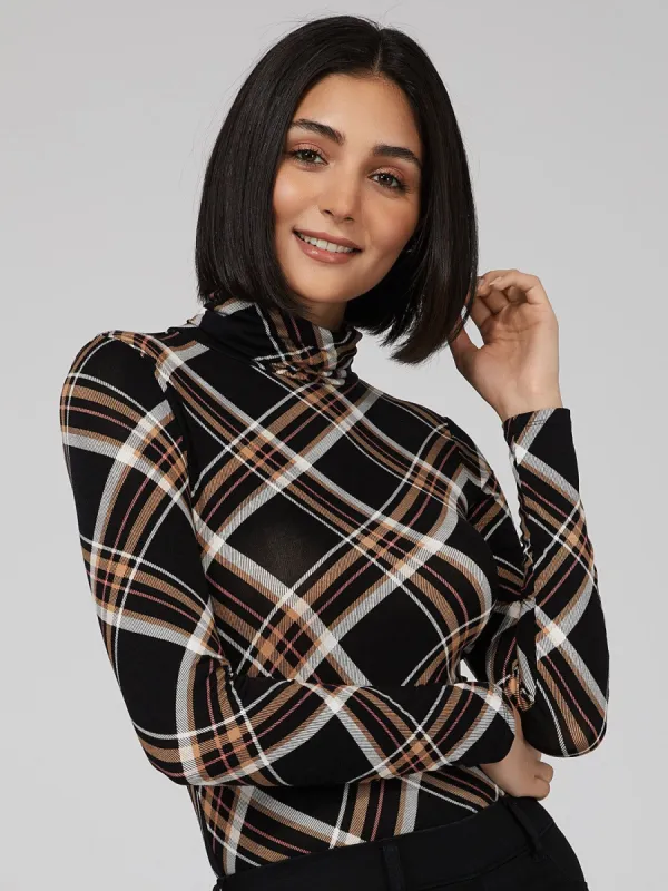 Plaid Turtleneck Top sold by Suzy Shier