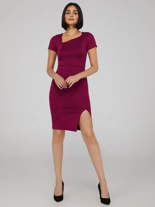 Asymmetrical Neck Midi Dress sold by Suzy Shier