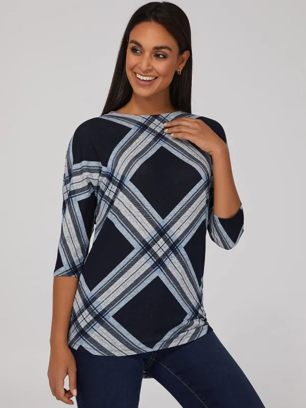 Plaid Dolman Sleeve Top sold by Suzy Shier