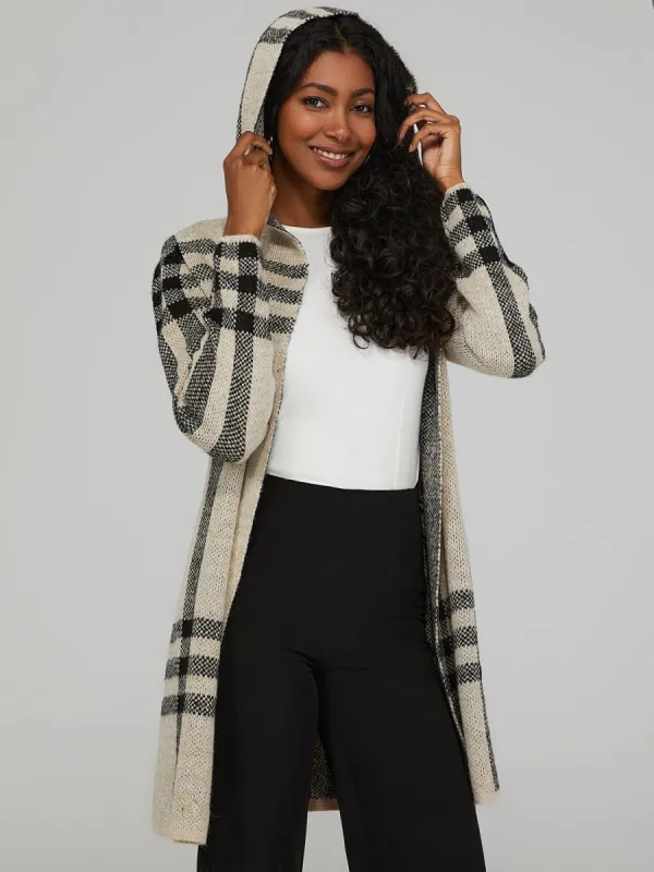 Plaid Hoodie Coatigan sold by Suzy Shier