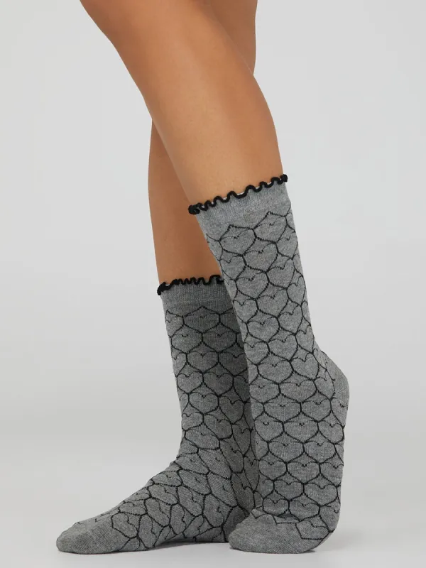 Heart Print Crew Socks sold by Suzy Shier