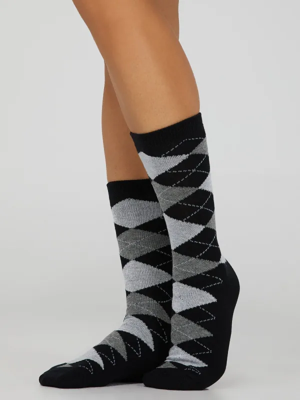 Allover Argyle Print Crew Socks sold by Suzy Shier