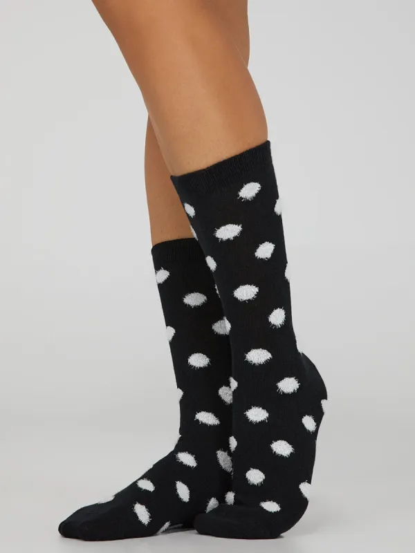 Fuzzy Polka Dot Crew Socks sold by Suzy Shier