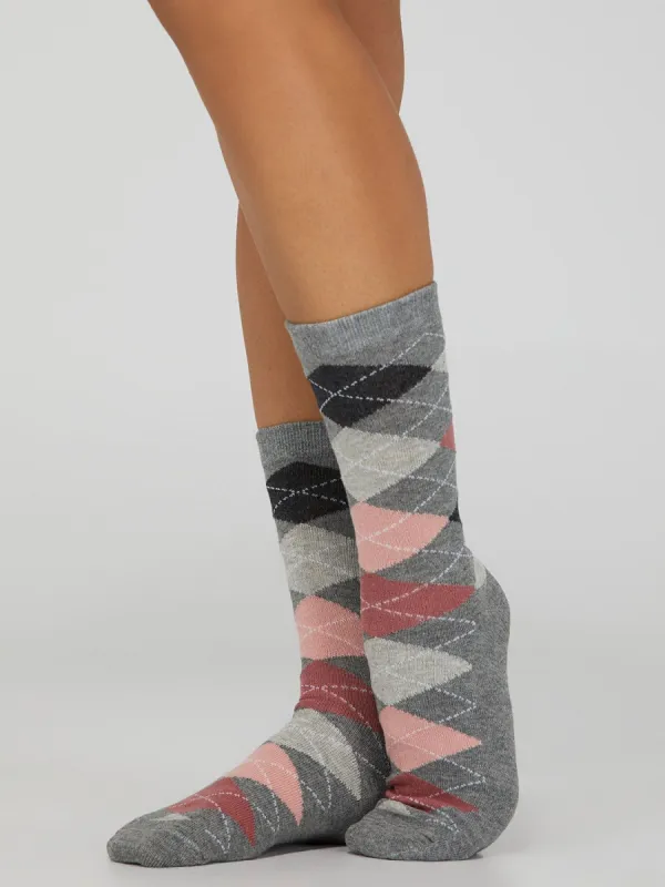 Argyle Print Crew Socks sold by Suzy Shier
