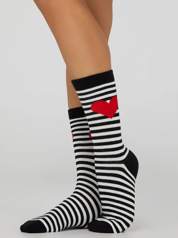 Heart And Stripe Crew Socks sold by Suzy Shier