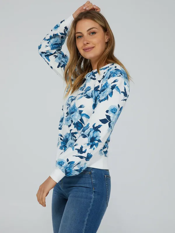 Floral Puff Sleeve Sweatshirt sold by Suzy Shier
