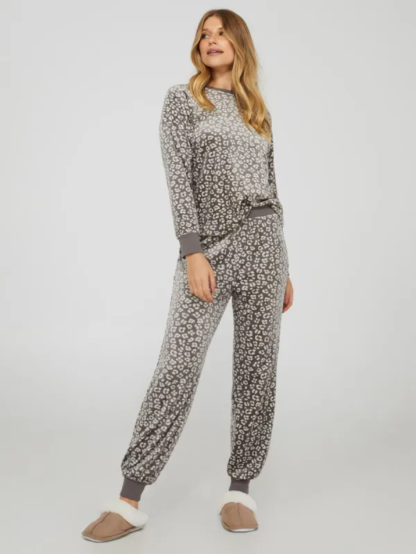 Animal Print Velour Pajama Set sold by Suzy Shier
