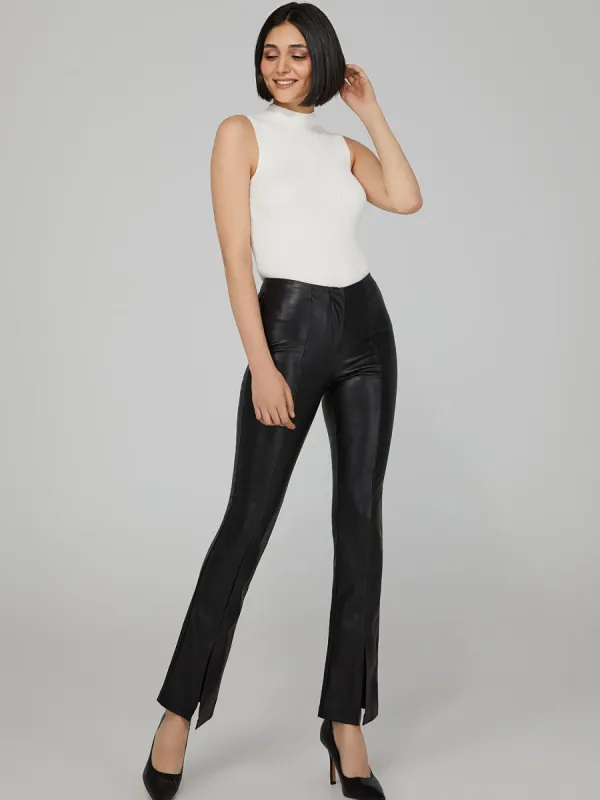 Faux Leather Split Hem Pants sold by Suzy Shier