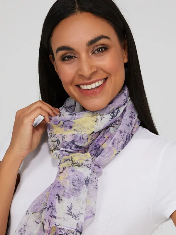 Lightweight Rose Print Scarf sold by Suzy Shier