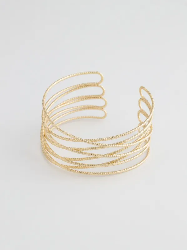 Layered Criss-Cross Etched Metal Cuff sold by Suzy Shier