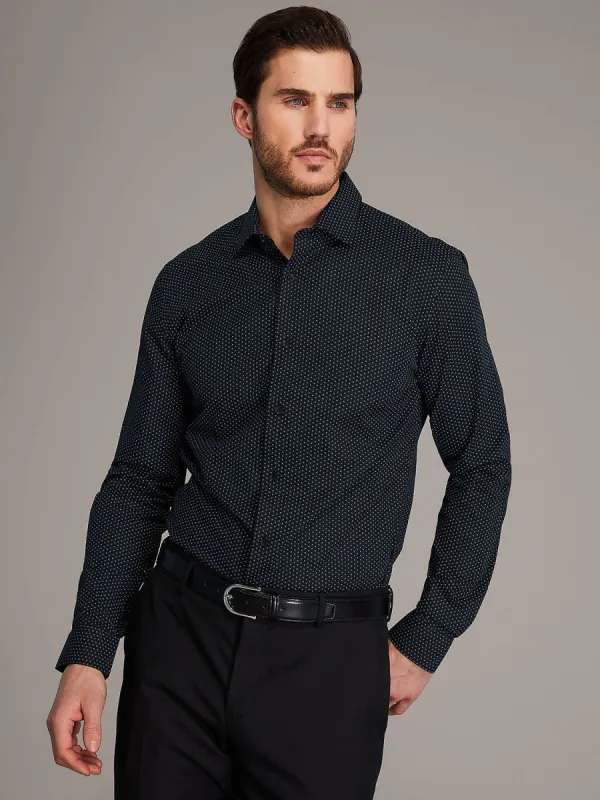 Polka Dot Printed Slim Fit Dress Shirt sold by Suzy Shier