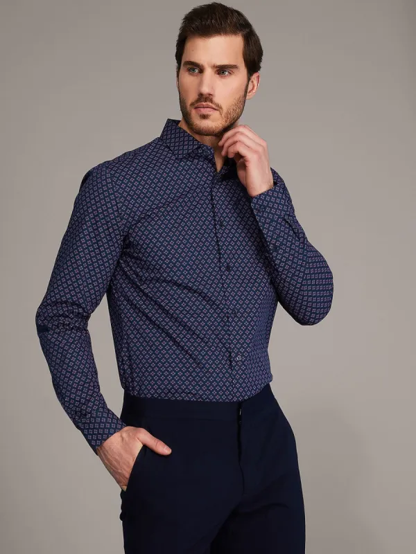 Micro Polka Dot Printed Slim Fit Dress Shirt sold by Suzy Shier