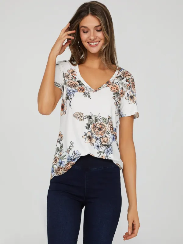 Floral V-Neck Tee sold by Suzy Shier