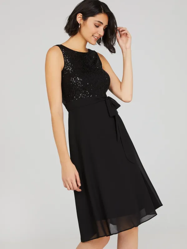 V-Back Sequin Fit And Flare Occasion Dress sold by Suzy Shier