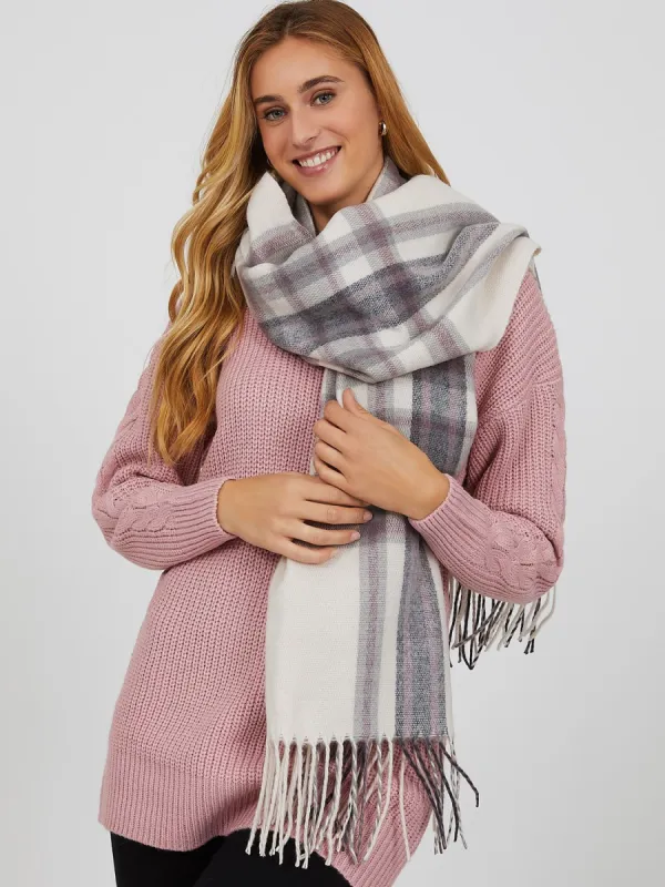 Woven Grid Print Scarf sold by Suzy Shier