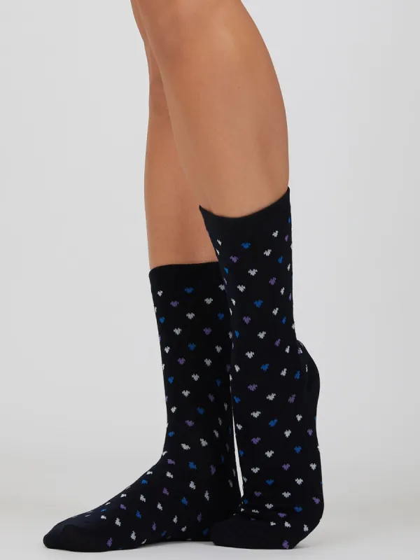 Multicolour Heart Print Crew Socks sold by Suzy Shier