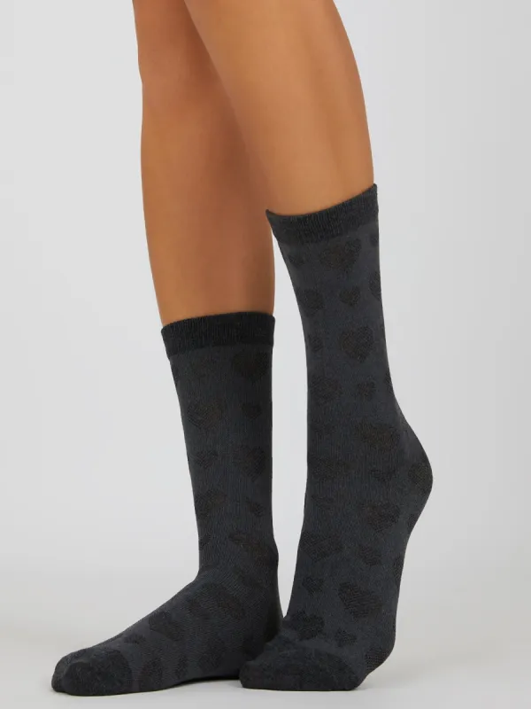 Monotone Hearts Knit Crew Socks sold by Suzy Shier