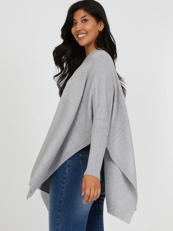 Long Sleeve Cable Knit Sweater Poncho sold by Suzy Shier