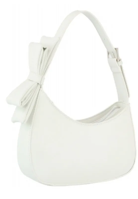White Smooth Bow Strap Shoulder Handbag sold by SWAK