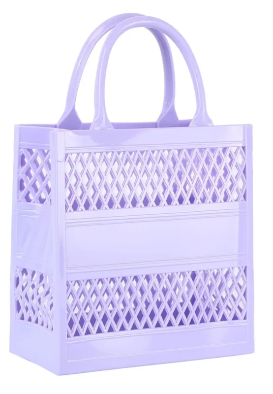 Lavender Laser Cut Jelly Tote Handbag sold by SWAK