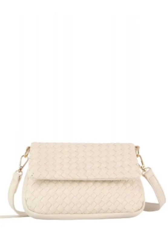 Beige Woven Flap Crossbody sold by SWAK