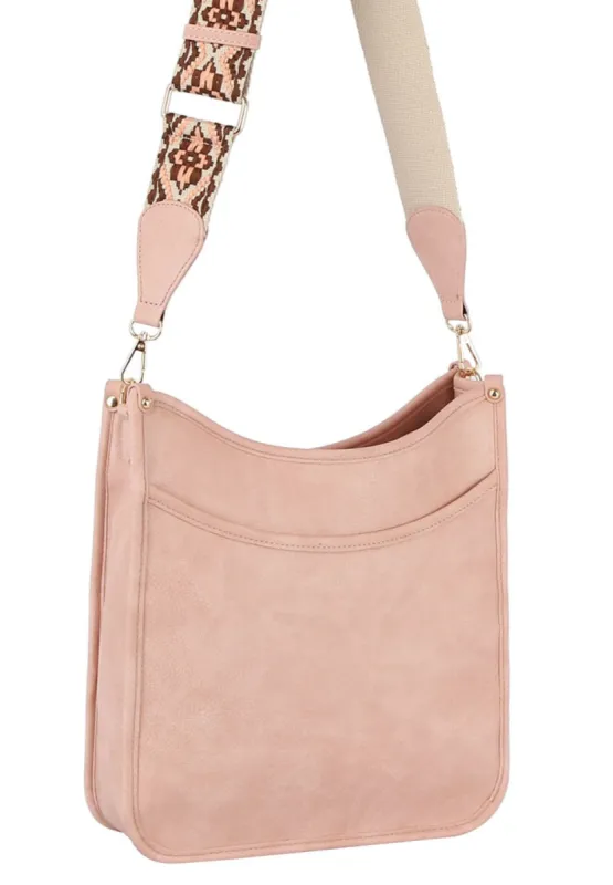 Blush Aztec Tribal Printed Guitar Strap Crossbody Handbag sold by SWAK