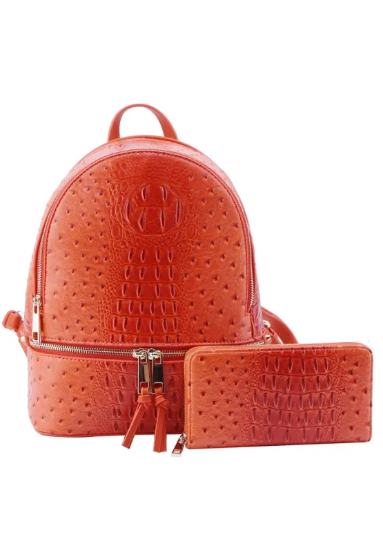 Ostrich Croc 2-in-1 Backpack Orange sold by SWAK