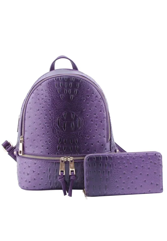 Ostrich Croc 2-in-1 Backpack Purple sold by SWAK