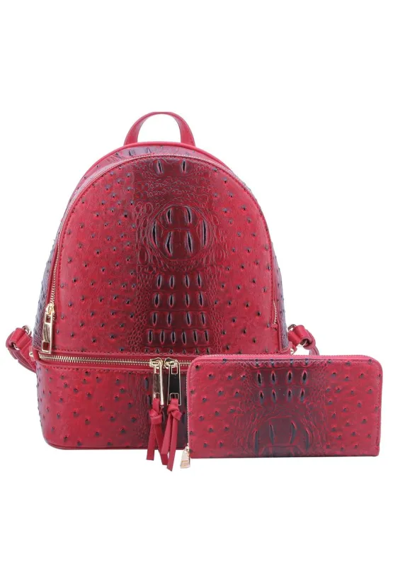 Ostrich Croc 2-in-1 Backpack Red sold by SWAK