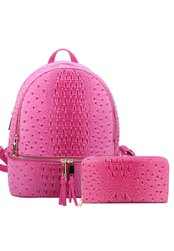 Ostrich Croc 2-in-1 Backpack Fuchsia sold by SWAK