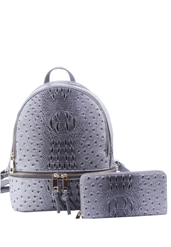 Ostrich Croc 2-in-1 Backpack Grey sold by SWAK