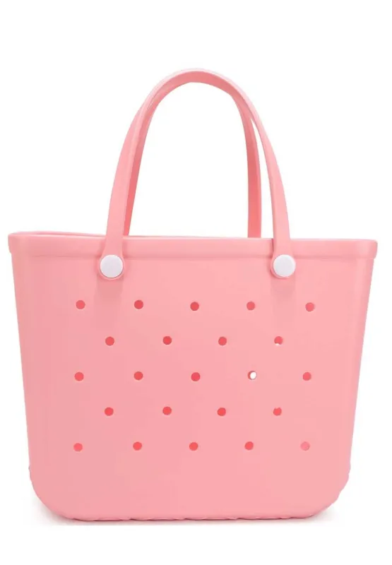 Rubber Beach Waterproof Tote Bag Pink sold by SWAK