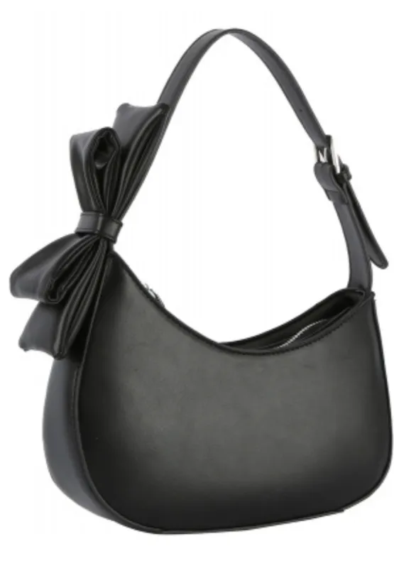 Black Smooth Bow Strap Shoulder Handbag sold by SWAK
