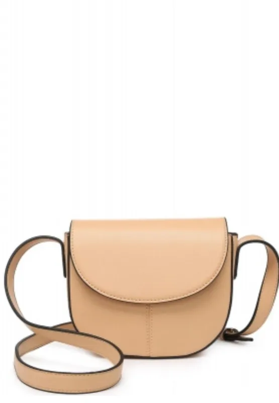 Beige Smooth Fashion Flap Crossbody Handbag sold by SWAK