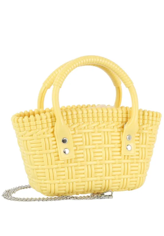 Yellow Woven Pattern Jelly Tote Handbag sold by SWAK