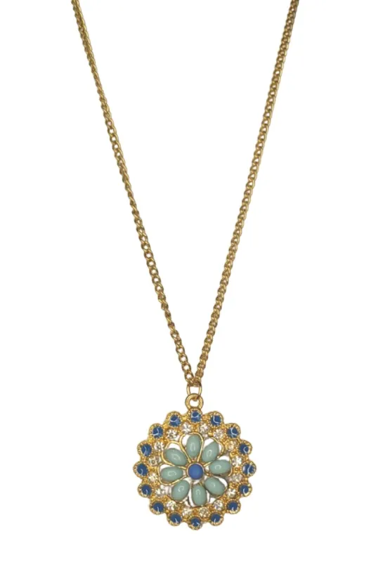 Necklace Gold Blue Flower 8 sold by SWAK