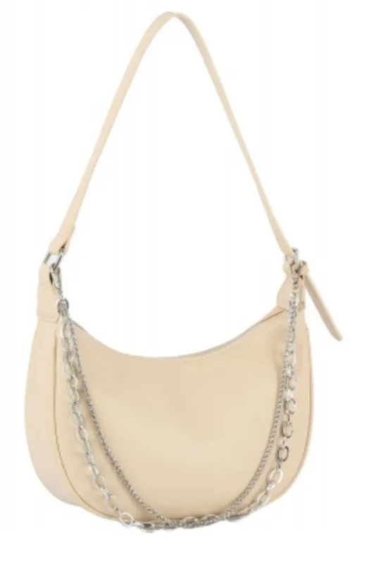 Taupe Chain Link Hobo Shoulder Handbag sold by SWAK