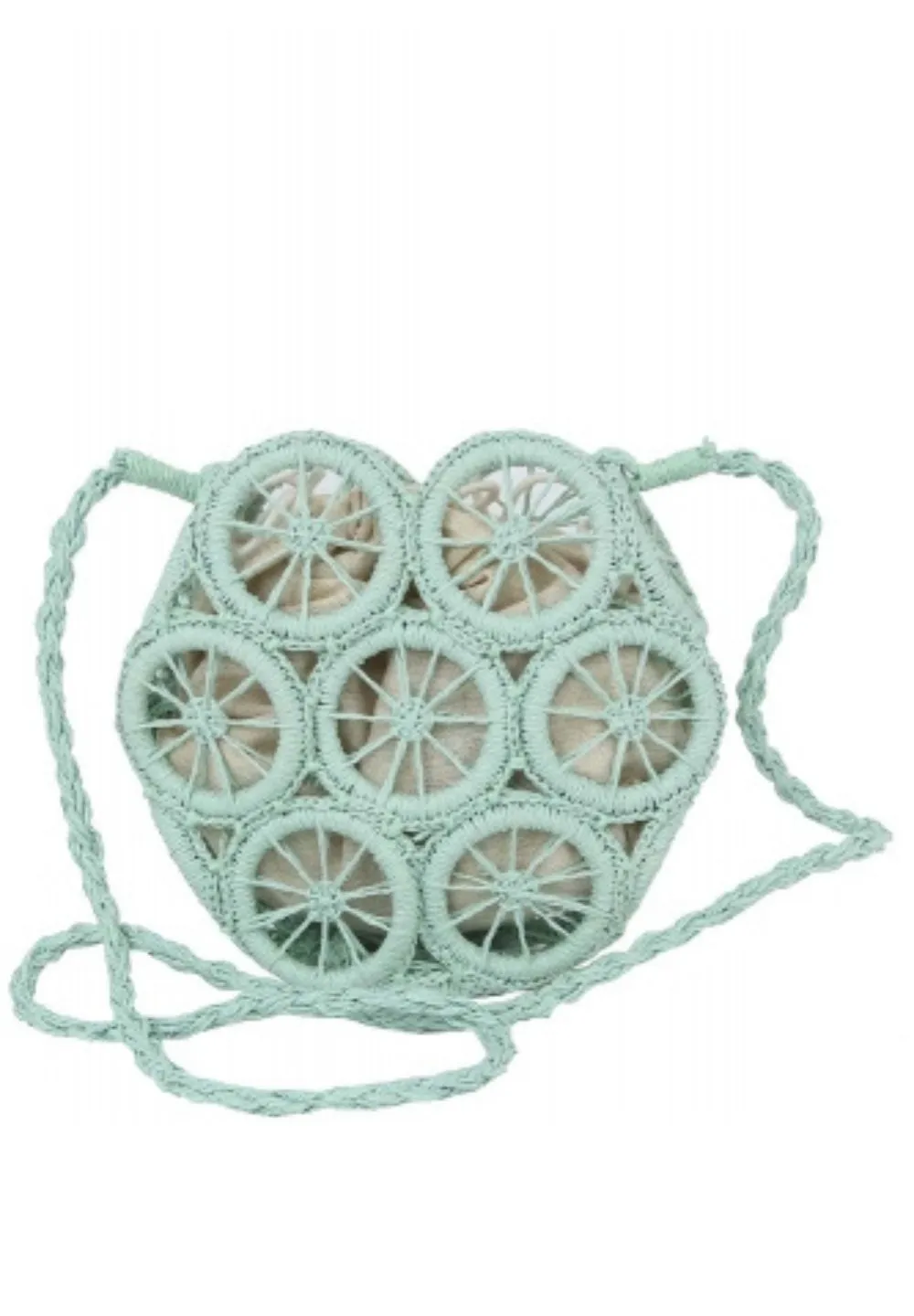 Mint Straw Crochet Crossbody Handbag sold by SWAK