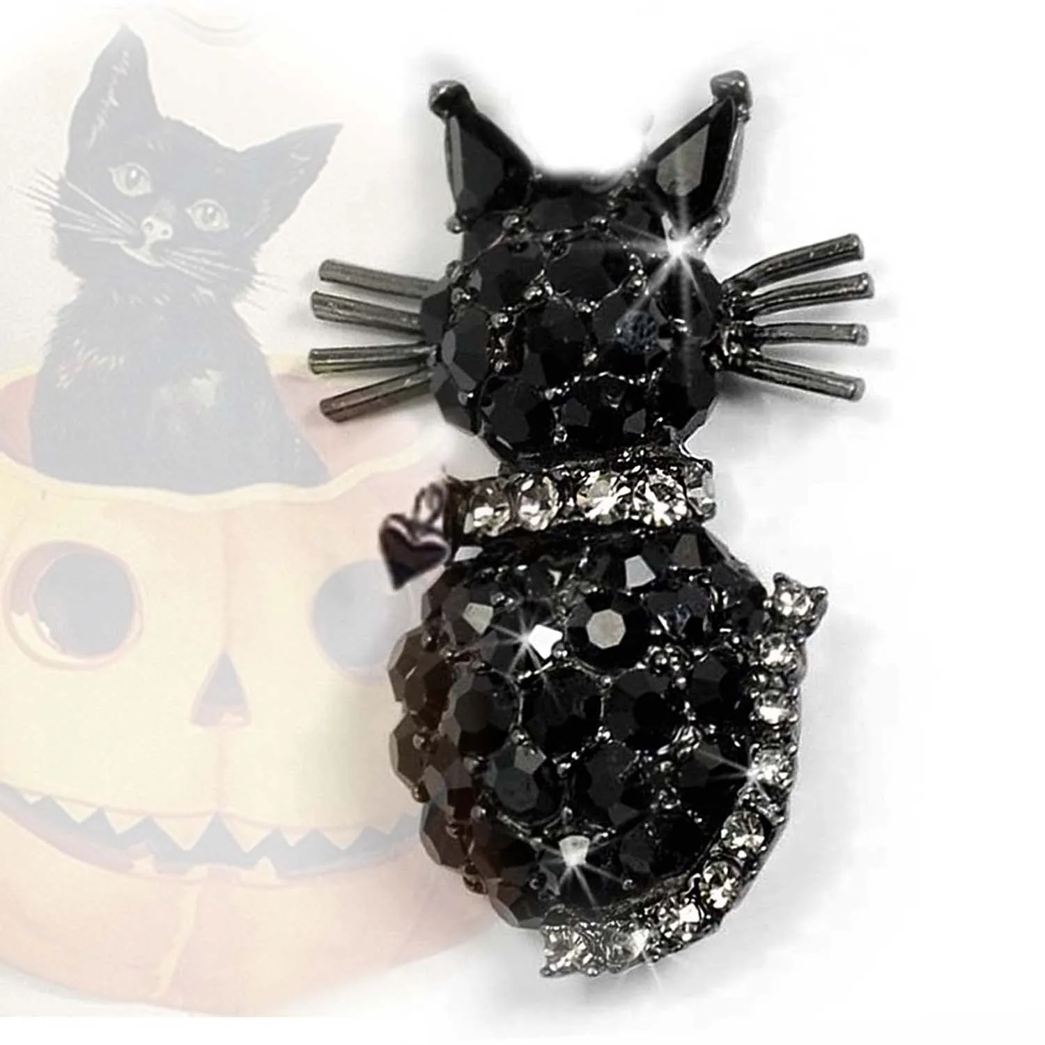 Black Cat Crystal Pin Brooch P213 sold by Sweet Romance