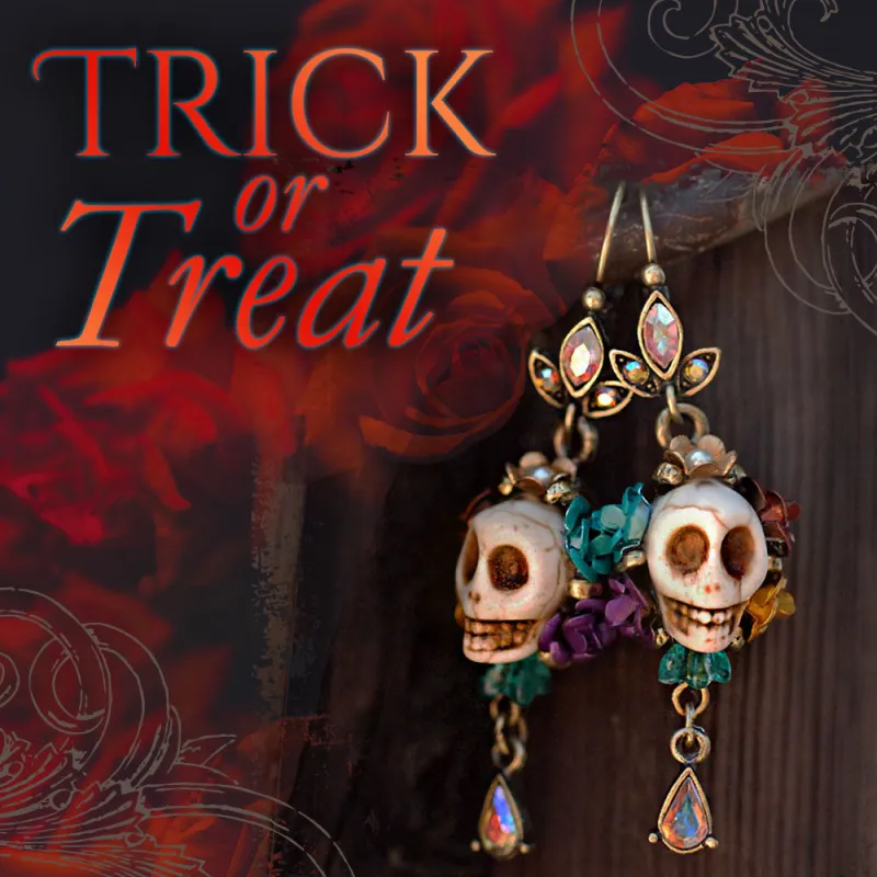 Day of the Dead Halloween Skull Earrings E241 sold by Sweet Romance