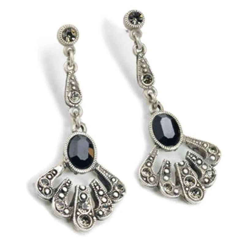Jet Tuscany Silver Earrings sold by Sweet Romance