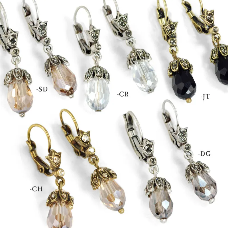 Art Deco Vintage Crystal Teardrop Earrings E988 sold by Sweet Romance