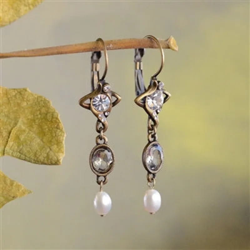 Crystal & Pearl Nouveau Drop Earrings sold by Sweet Romance